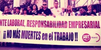 CCOO y UGT se concentran en Madrid contra la siniestralidad laboral