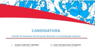 candidatura de CCOO al comité de empresa de pdi laboral de la UPM