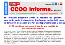 El Supremo avala el criterio de género para la dotación de plazas de PDI