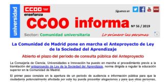 ATENCIÓN: La Comunidad de Madrid pone en marcha el Anteproyecto de «Ley de la Sociedad del Aprendizaje»