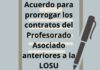 Acuerdo para prorrogar los contratos del Profesorado Asociado anteriores a la LOSU