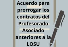Acuerdo para prorrogar los contratos del Profesorado Asociado anteriores a la LOSU