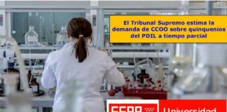 CCOO Informa: Quinquenios PDI laboral a tiempo parcial